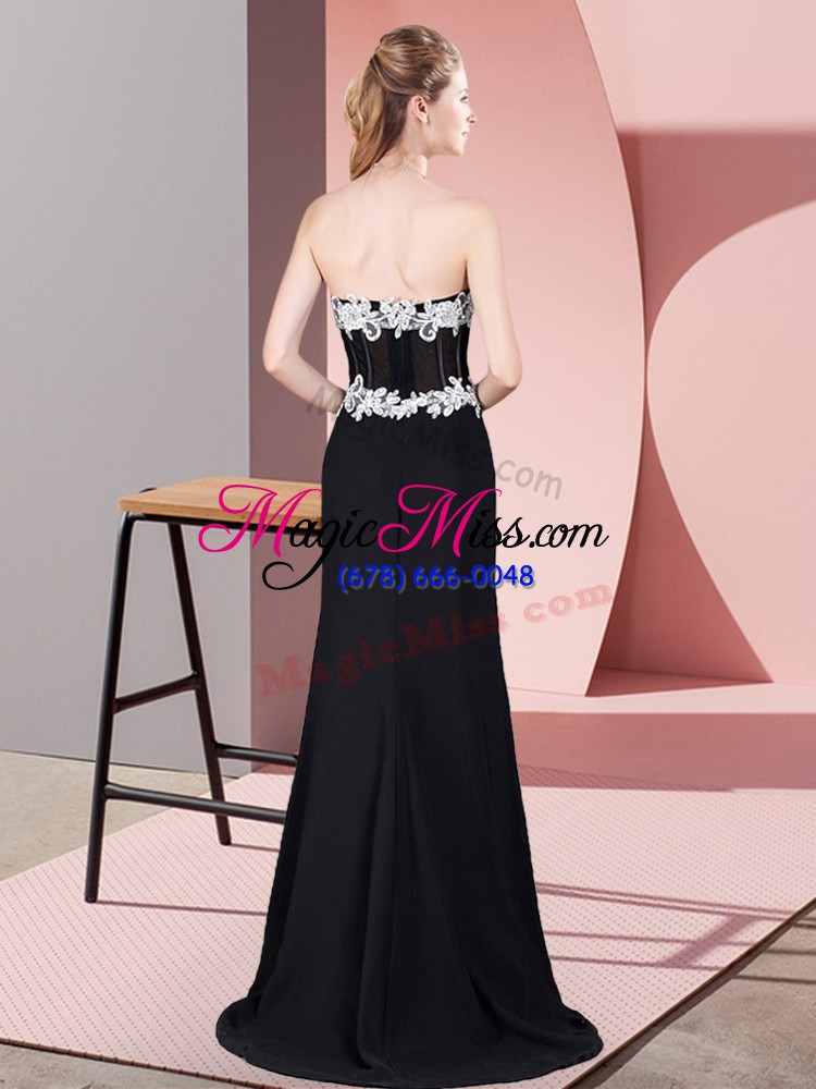 wholesale pretty column/sheath dress for prom black sweetheart chiffon sleeveless floor length zipper