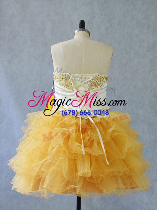 wholesale sweetheart sleeveless tulle prom gown beading and ruffles lace up