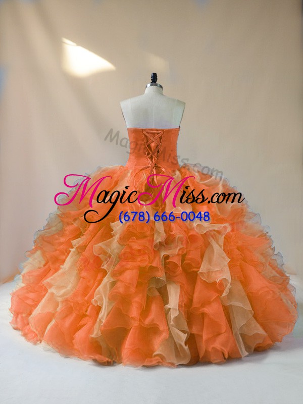 wholesale sweet multi-color sweetheart neckline beading and ruffles sweet 16 dresses sleeveless lace up