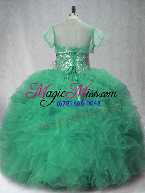 wholesale customized sweetheart sleeveless tulle quinceanera gown beading and ruffles lace up