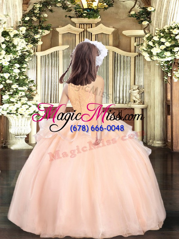 wholesale floor length baby pink winning pageant gowns scoop sleeveless zipper