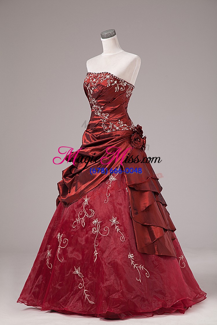 wholesale beauteous organza and taffeta sleeveless floor length ball gown prom dress and beading and embroidery