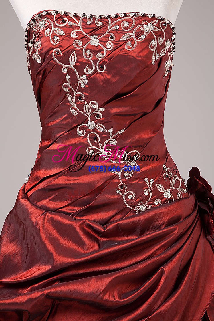 wholesale beauteous organza and taffeta sleeveless floor length ball gown prom dress and beading and embroidery
