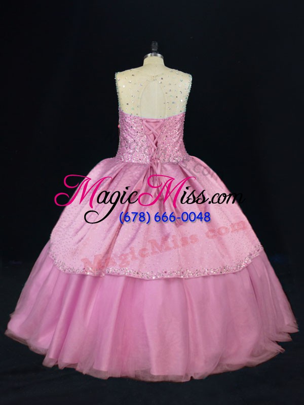 wholesale superior pink lace up sweet 16 dresses beading sleeveless floor length