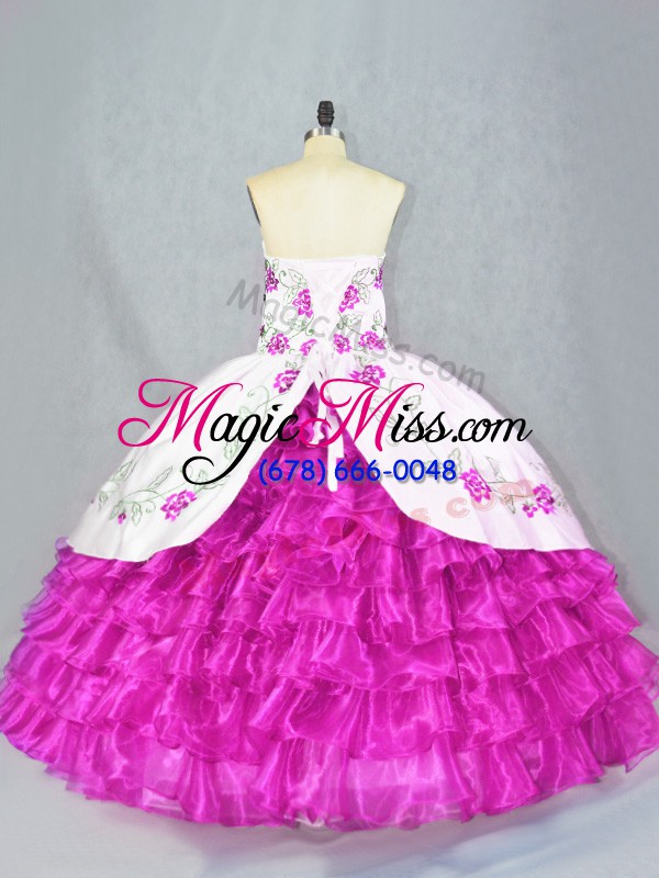 wholesale wonderful sweetheart sleeveless organza quinceanera gowns embroidery and ruffled layers lace up