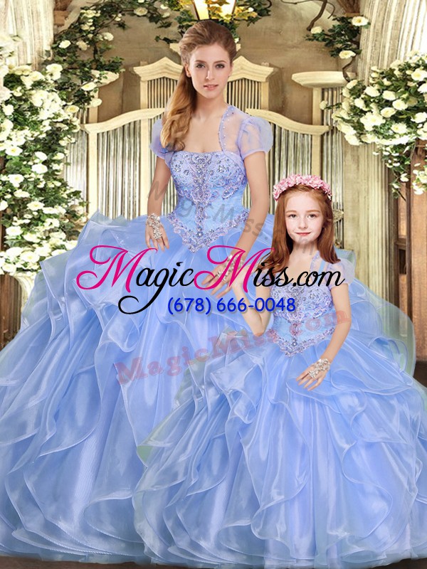 wholesale flirting lavender lace up strapless beading and ruffles quinceanera dresses organza sleeveless