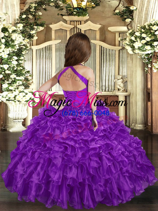 wholesale fuchsia ball gowns straps sleeveless organza floor length lace up ruffles and ruching child pageant dress