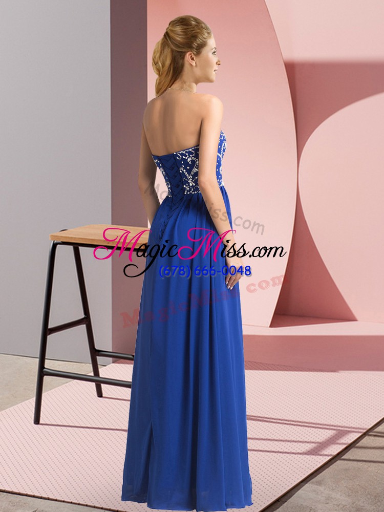wholesale purple chiffon lace up prom dress sleeveless floor length beading