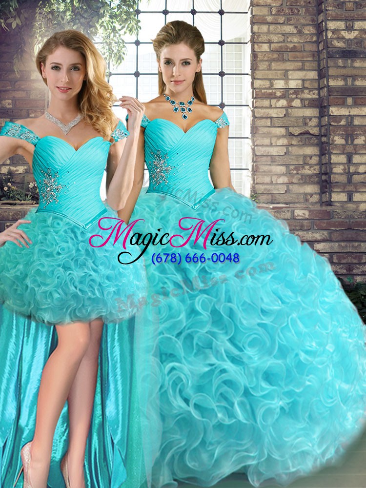 wholesale trendy fabric with rolling flowers sleeveless floor length quinceanera gown and beading
