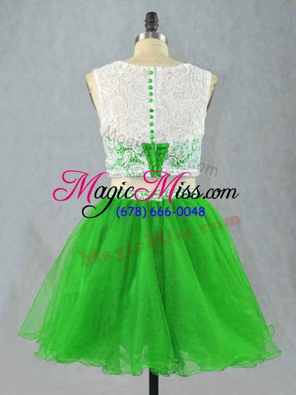 wholesale hot sale green zipper homecoming party dress lace and appliques sleeveless mini length