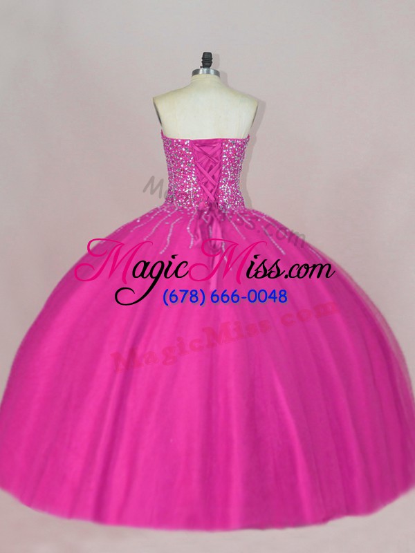 wholesale new style fuchsia sleeveless beading asymmetrical sweet 16 quinceanera dress