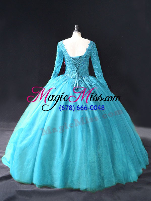 wholesale modern long sleeves lace and appliques lace up quinceanera gowns
