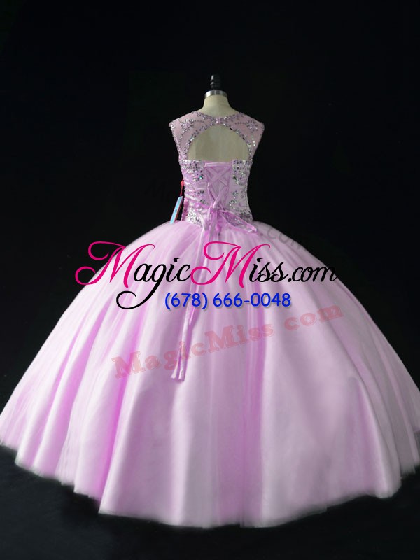 wholesale elegant lilac sleeveless beading floor length ball gown prom dress