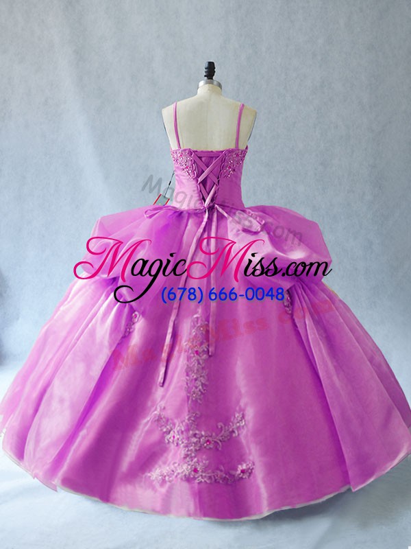 wholesale sophisticated lilac organza lace up 15 quinceanera dress sleeveless floor length appliques