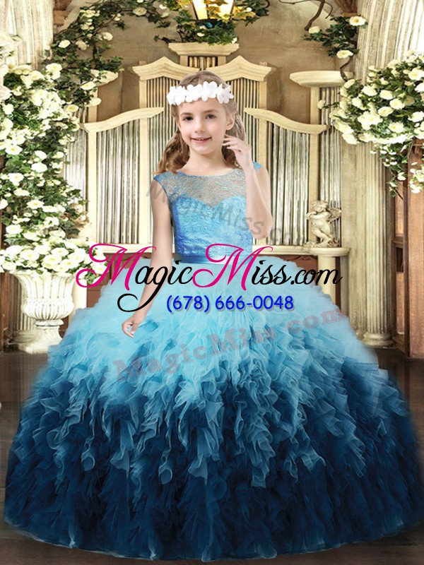 wholesale simple multi-color little girls pageant dress party and wedding party with ruffles scoop sleeveless backless