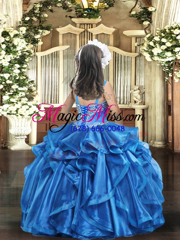wholesale fuchsia ball gowns straps sleeveless organza floor length lace up beading and ruffles pageant dress toddler