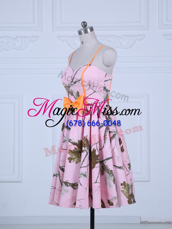 wholesale dazzling baby pink straps lace up bowknot prom dress sleeveless