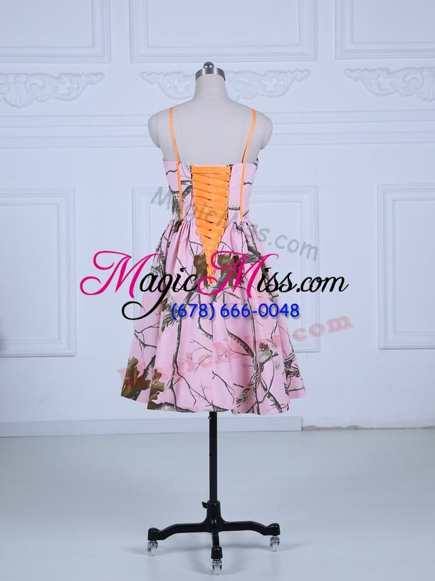 wholesale dazzling baby pink straps lace up bowknot prom dress sleeveless
