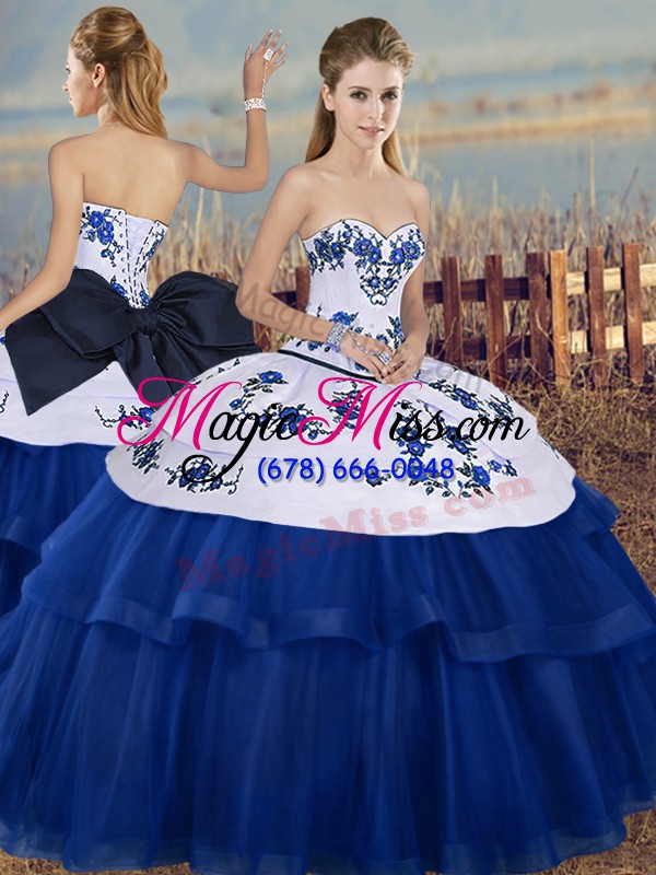 wholesale colorful sleeveless lace up floor length embroidery and bowknot quinceanera gowns