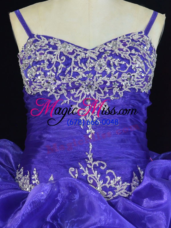 wholesale straps sleeveless organza quinceanera gowns beading and pick ups brush train lace up