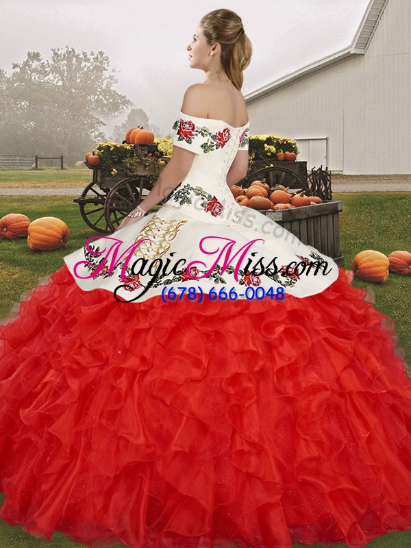 wholesale best selling sleeveless embroidery and ruffles lace up quinceanera gowns