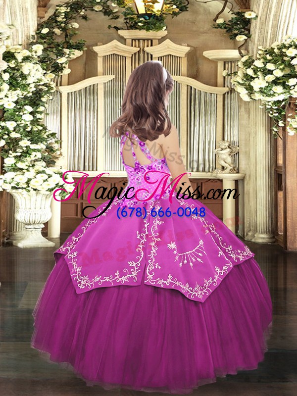 wholesale custom designed lilac sleeveless embroidery floor length little girls pageant dress