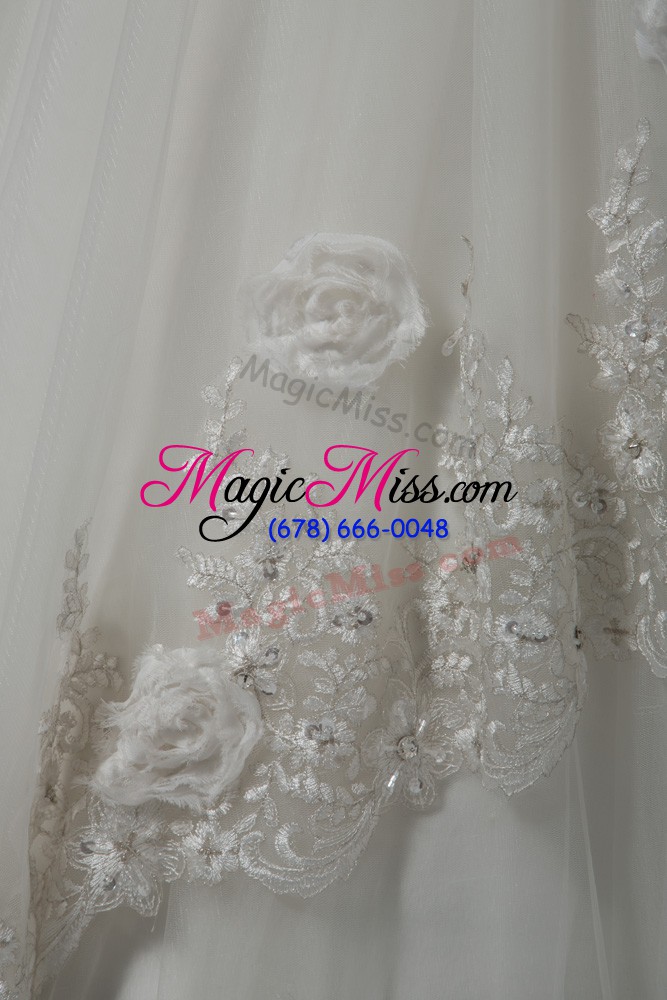 wholesale smart ball gowns sleeveless white wedding gown court train lace up