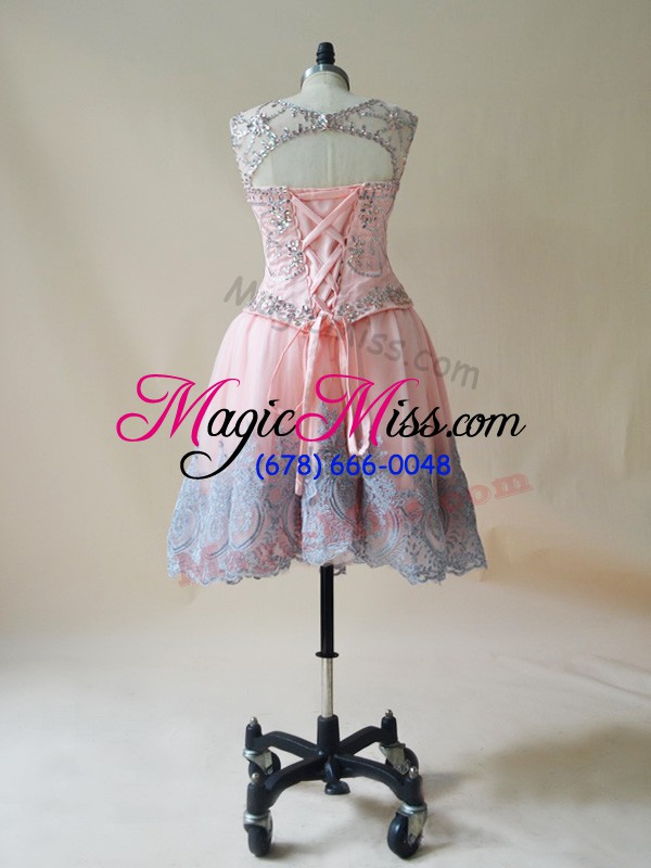 wholesale super mini length a-line sleeveless baby pink dress for prom lace up