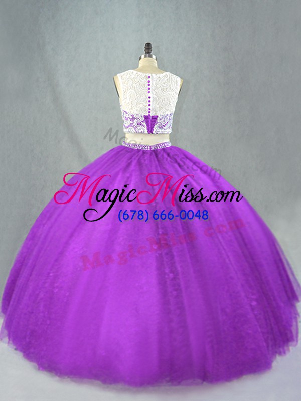 wholesale vintage purple zipper scoop beading sweet 16 dresses tulle sleeveless