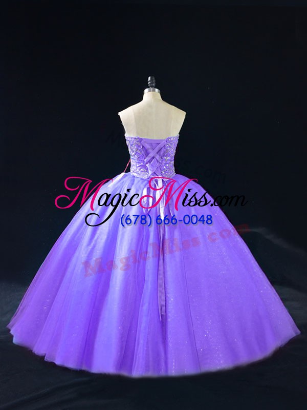 wholesale suitable sweetheart sleeveless lace up ball gown prom dress lavender tulle