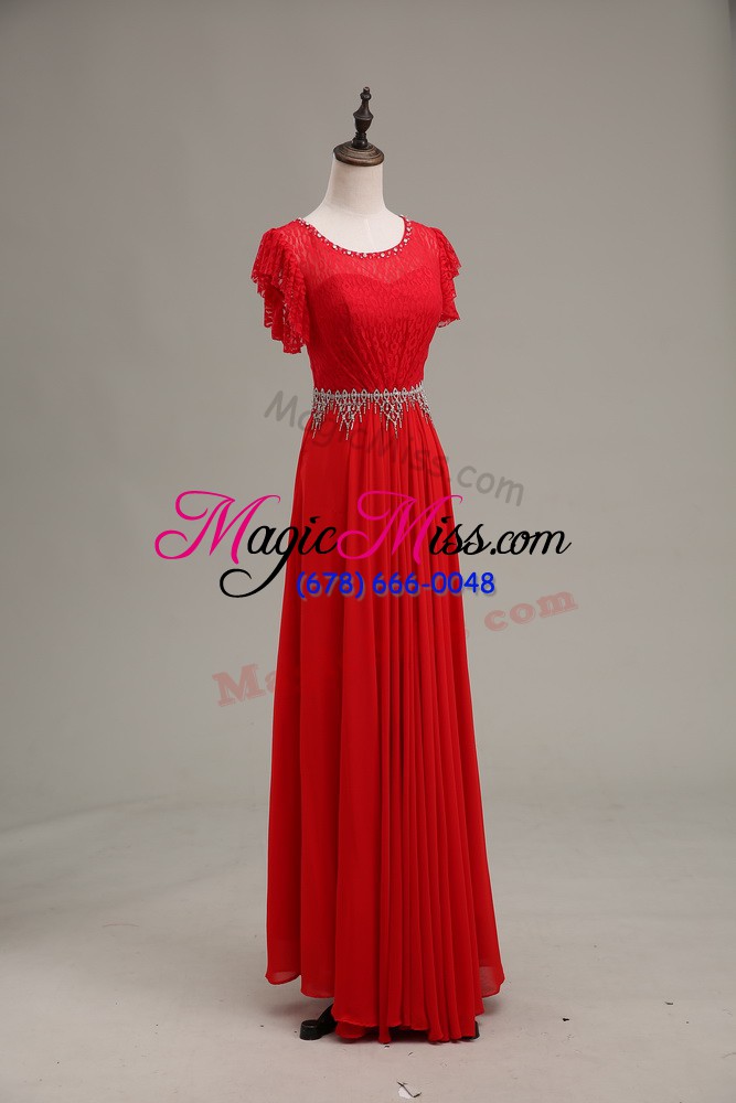 wholesale red prom dresses prom and party and military ball with beading and lace scoop sleeveless zipper