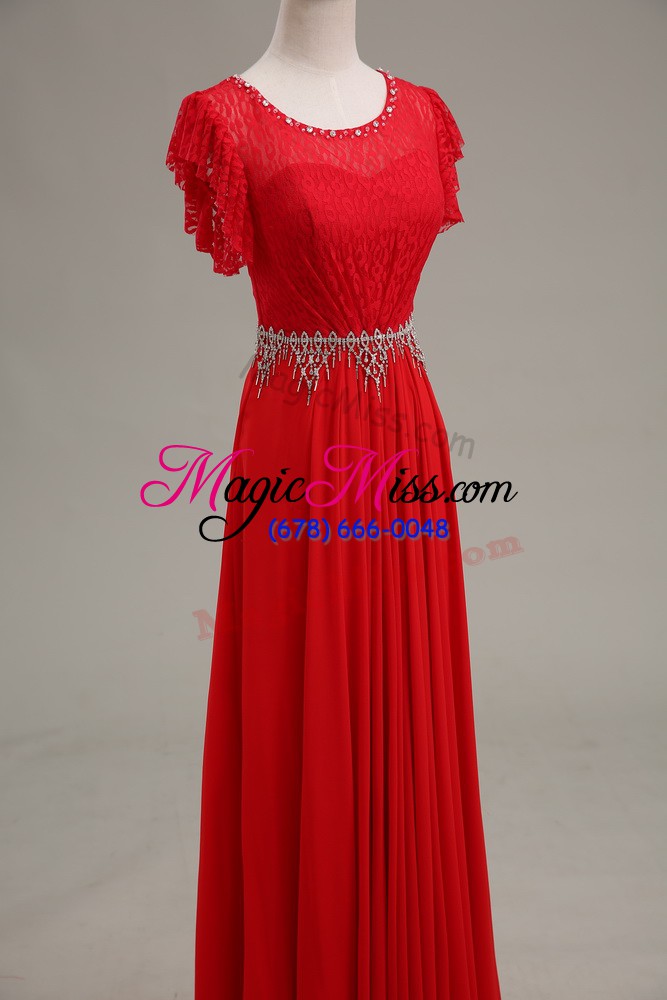 wholesale red prom dresses prom and party and military ball with beading and lace scoop sleeveless zipper