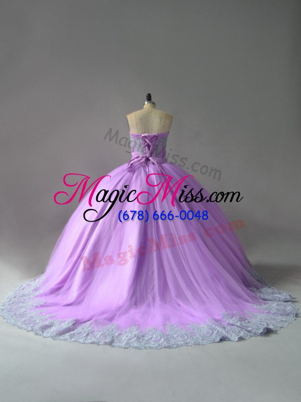 wholesale sweet lilac sweet 16 dresses sweetheart sleeveless court train lace up