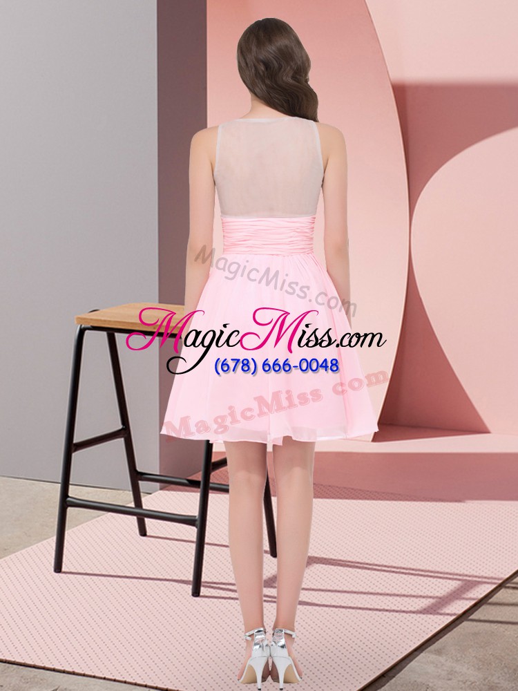 wholesale baby pink scoop neckline beading quinceanera dama dress sleeveless side zipper