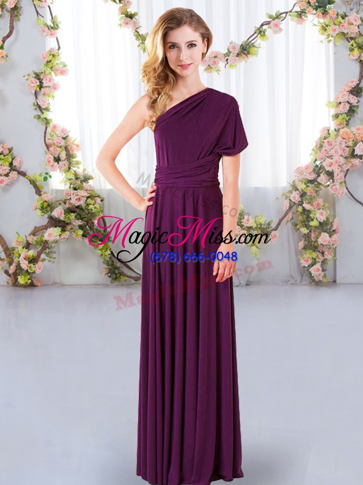 wholesale gorgeous dark purple sleeveless chiffon criss cross quinceanera dama dress for wedding party