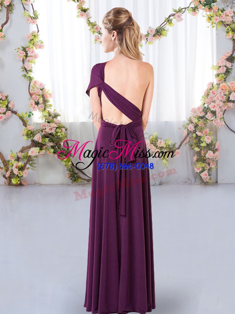 wholesale gorgeous dark purple sleeveless chiffon criss cross quinceanera dama dress for wedding party
