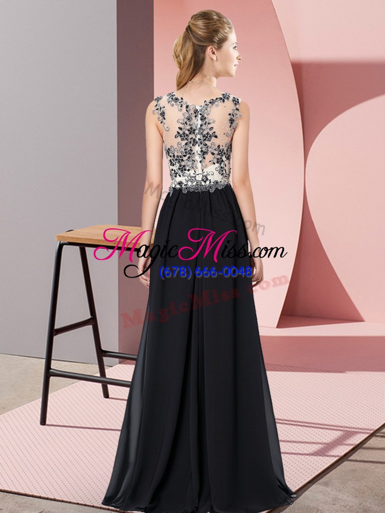 wholesale noble scoop sleeveless chiffon dama dress for quinceanera beading and appliques zipper