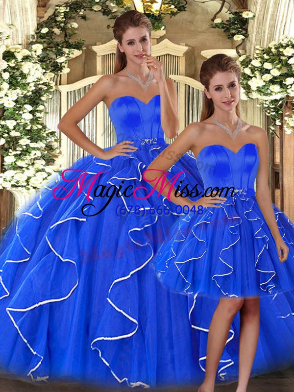 wholesale smart floor length blue sweet 16 quinceanera dress sweetheart sleeveless lace up