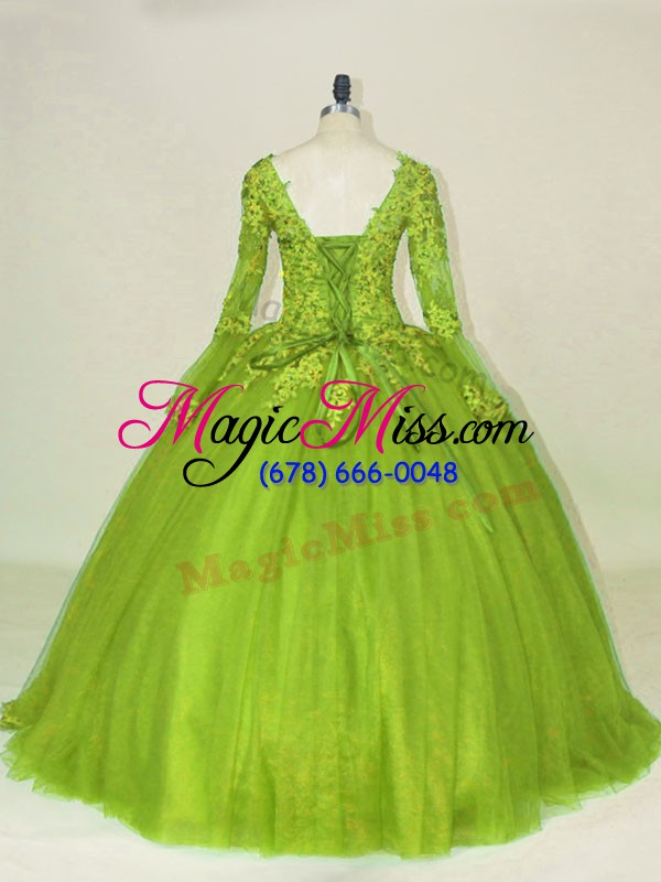 wholesale ball gowns long sleeves olive green quinceanera dresses side zipper