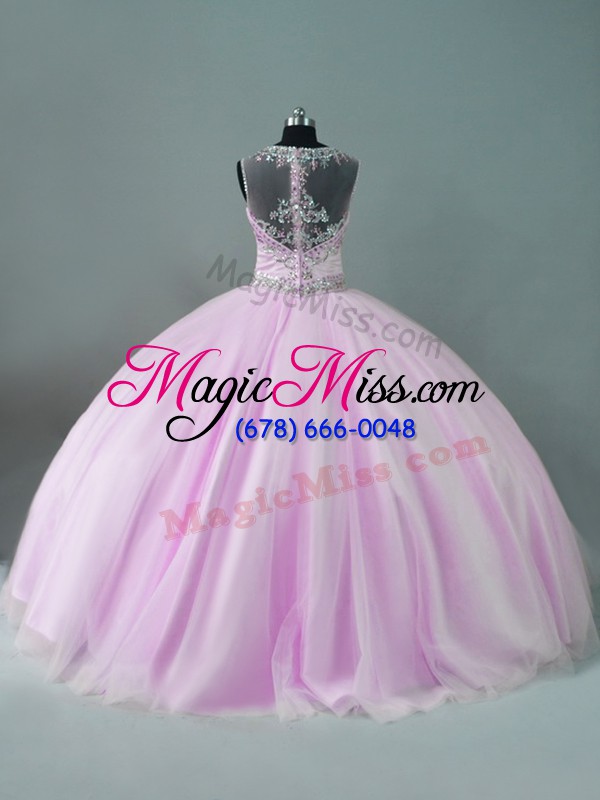 wholesale beading ball gown prom dress lilac zipper sleeveless floor length