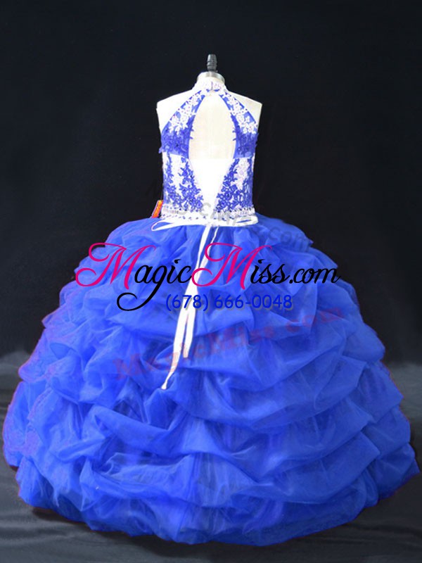 wholesale blue sleeveless organza backless 15 quinceanera dress for sweet 16 and quinceanera