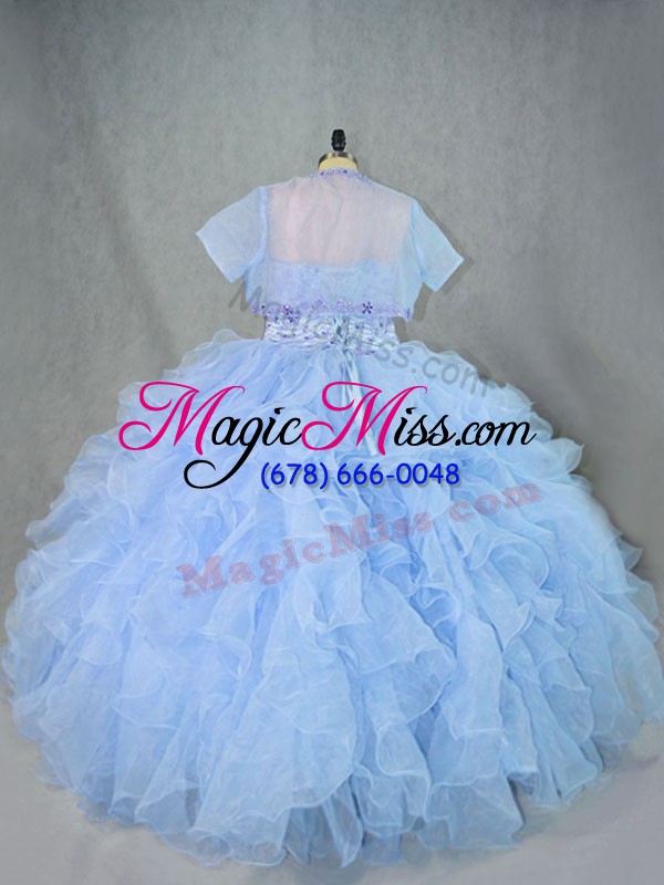 wholesale ball gowns 15 quinceanera dress blue sweetheart organza sleeveless floor length lace up