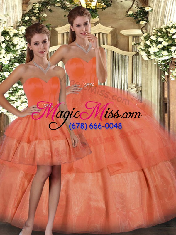 wholesale orange sweetheart lace up ruffled layers sweet 16 dresses sleeveless