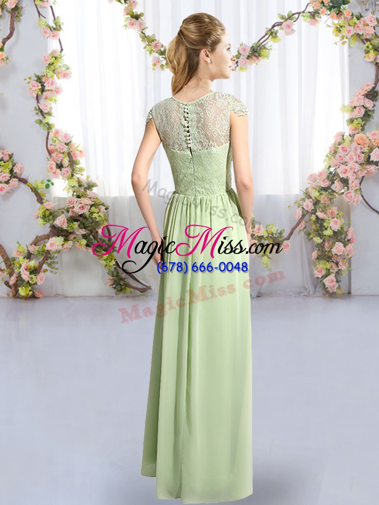 wholesale apple green empire scoop cap sleeves chiffon floor length clasp handle lace vestidos de damas