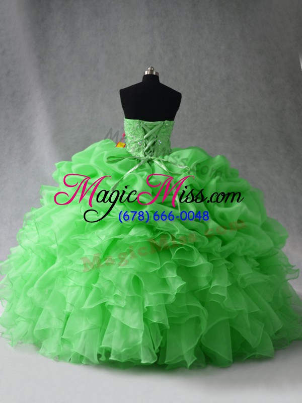 wholesale deluxe ball gowns sweetheart sleeveless organza floor length lace up beading and ruffles and pick ups 15 quinceanera dress