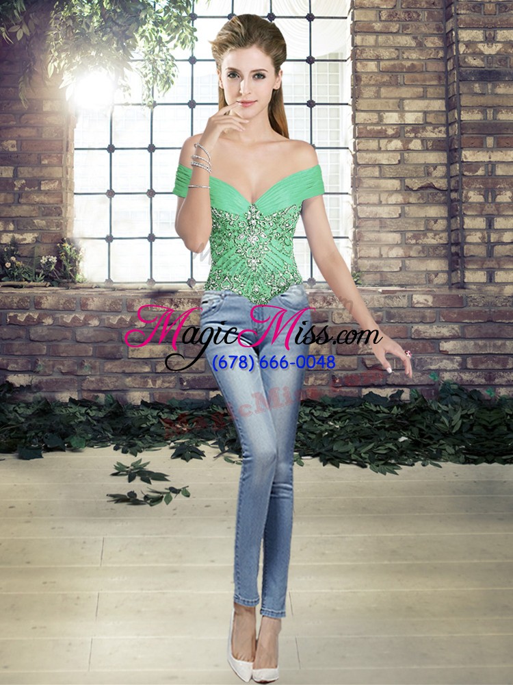 wholesale apple green sleeveless beading and ruffles floor length sweet 16 dresses