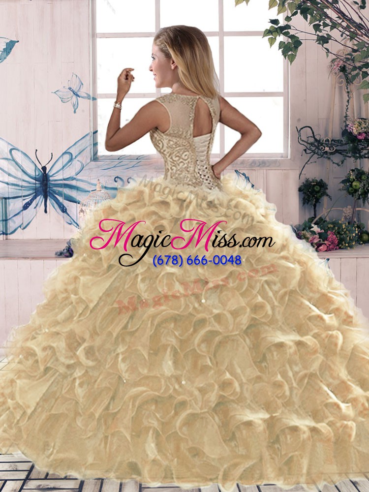 wholesale new arrival sleeveless floor length beading and ruffles lace up quinceanera dresses with purple