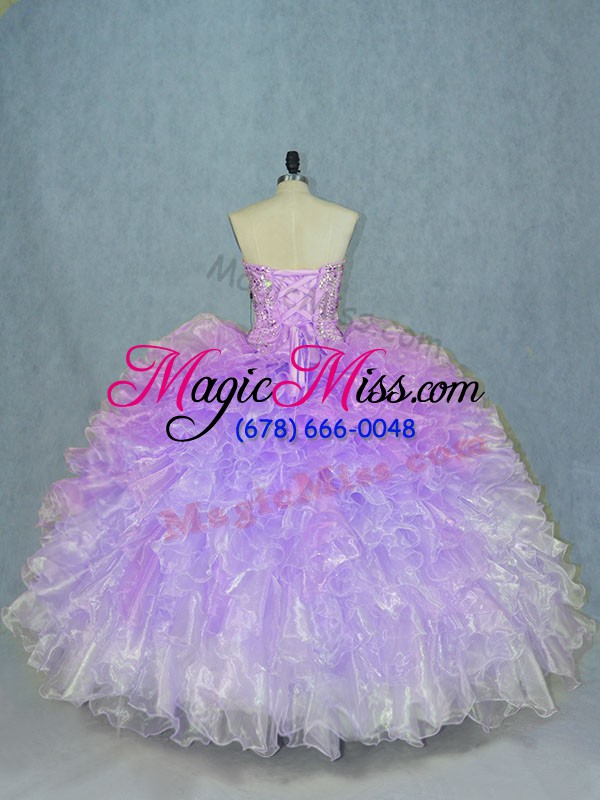 wholesale multi-color ball gowns beading and ruffles vestidos de quinceanera lace up organza sleeveless floor length
