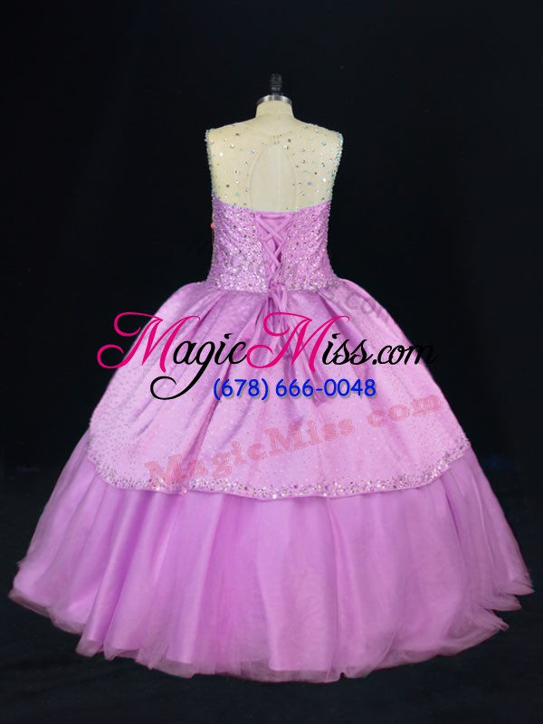 wholesale lilac ball gowns beading sweet 16 quinceanera dress lace up satin and tulle sleeveless floor length