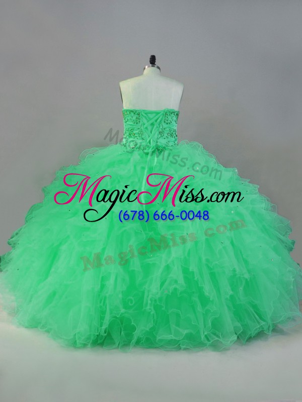 wholesale dazzling floor length apple green ball gown prom dress sweetheart sleeveless lace up